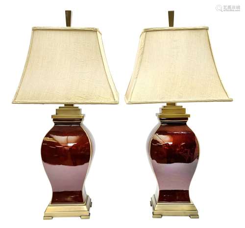 Pair of sang de boeuf style table lamps