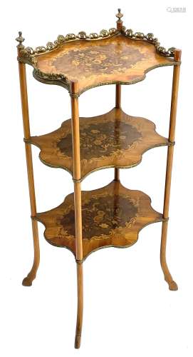 Late 19th century French inlaid Kingwood and walnut étagère