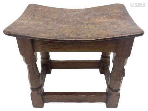 'Mouseman' 1940s adzed oak joint stool