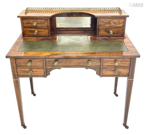 Late Victorian inlaid rosewood writing desk