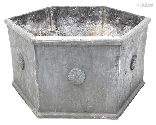 Lead jardinière planter of hexagonal form