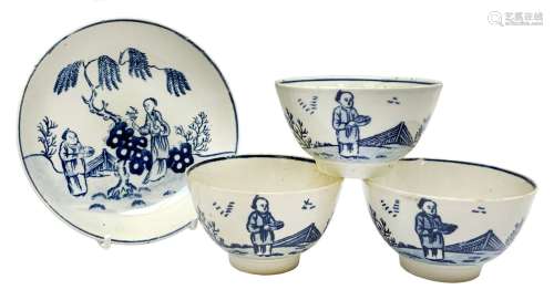 Three late 18th century Pennington Liverpool blue and white ...