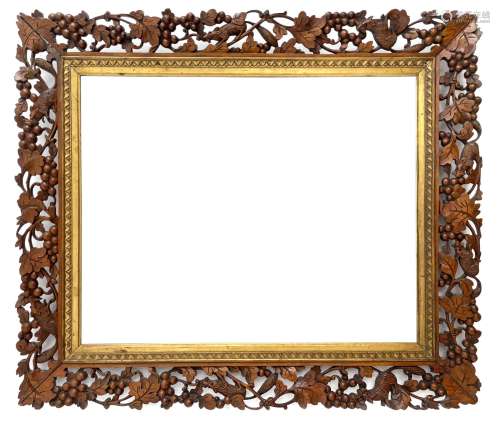 20th century rectangular wall mirror in walnut frame carved ...