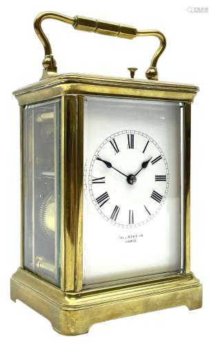 Early 20th century brass carriage clock with repeater