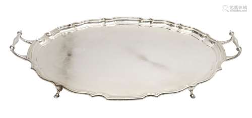 Large early 20th century silver serving tray