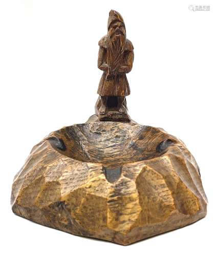 'Gnomeman' tooled oak ashtray