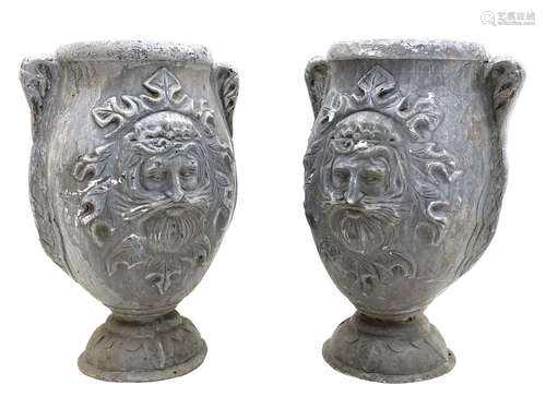 Pair lead garden urn planters