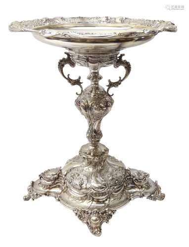 Large and impressive late 19th century Danish silver table c...