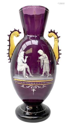 19th century Mary Gregory style amethyst glass vase