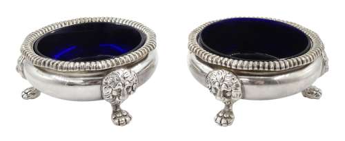 Pair of early 20th century Georgian style silver open salts