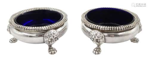 Pair of early 20th century Georgian style silver open salts