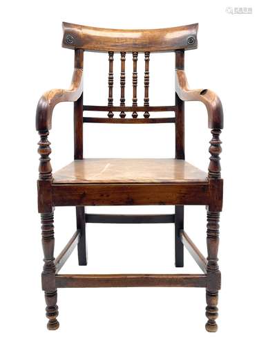 19th century country elm and yew wood armchair