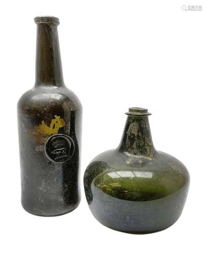 18th century green glass bottle