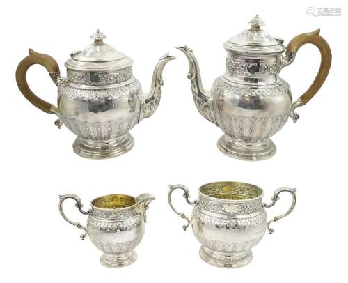 Early 20th century silver four piece tea set
