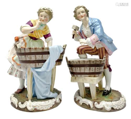 Pair of 19th century Continental porcelain figures