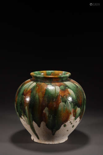 SANCAI GLAZE OVOID JAR