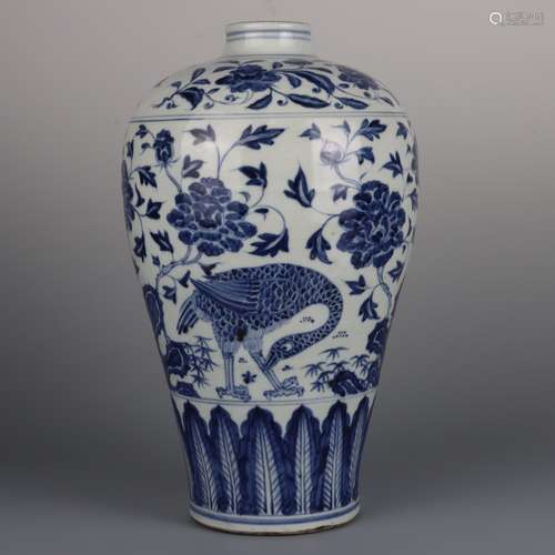 BLUE AND WHITE PHOENIX MEIPING VASE