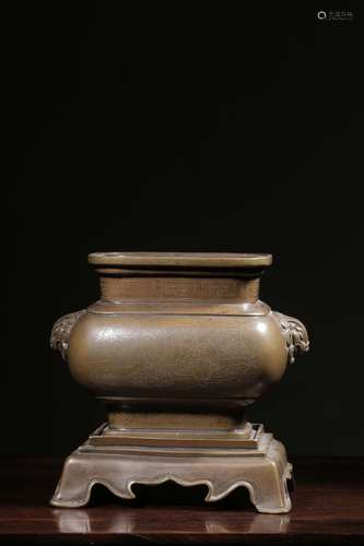 BRONZE DOUBLE BIRD-EARED CENSER WITH STAND