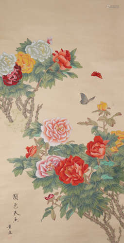 CHINESE PEONY AND BUTTERFLY PAINTING