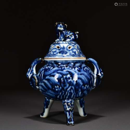 BLUE AND WHITE BEAST TRIPOD CENSER