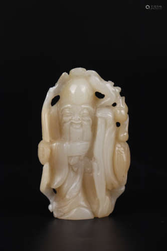 CARVED JADE FIGURE OF IMMORTAL