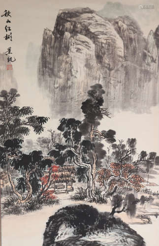 YUE JINGKAI, CHINESE LANDSCAPE AND PINE PAINTING