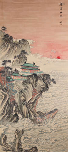 FUCHANG, CHINESE PAVILION AND STONE SCENE PAINTING