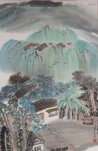 CHINESE LANDSCAPE AND PAVILION PAINTING