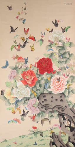 CHINESE BUTTERFLY AND PEONY PAINTING