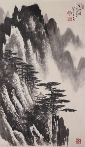 GUAN SONGFANG, CLOUDS AND MOUNTAINS PAINTING