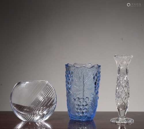 PAIR OF THREE CZECHIC CRYSTAL VASES