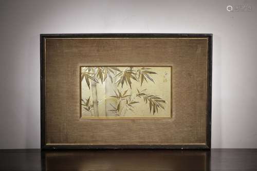 A SILVER GILDING BAMBOO HANGING PANEL