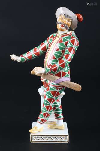 Meissen Harlekin aus der Commedia dell'Arte, porcelain figur...