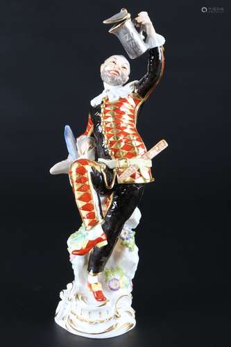 Meissen Harlekin mit Deckelkanne aus der Commedia dell'Arte,...