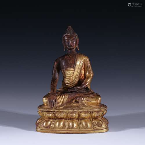 清代 铜鎏金「释迦摩尼」佛造像
