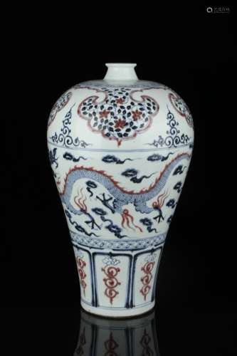 Blue and white nail cylinder with flower and bird pattern