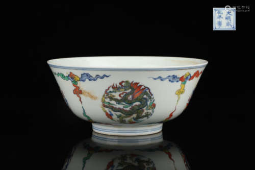 Chenghua Doucai Bowl full body painted with dragons