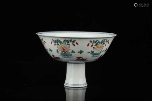 Chenghua Doucai Lotus Mandarin Duck High Foot Bowl