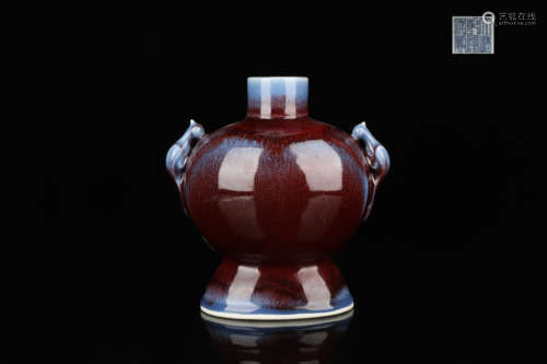 Kiln glazed double phoenix ear flat bottle