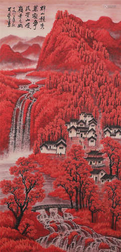 China Li Keran- Wanshan red all over the hanging scroll