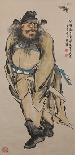 China Xu Beihong-Zhong Kui portrait hanging scroll