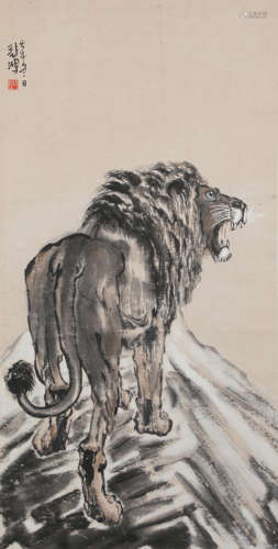 China Xu Beihong- Lion Hanging Scroll