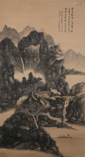 China Huang Binhong-Mountain and Water Vertical axis