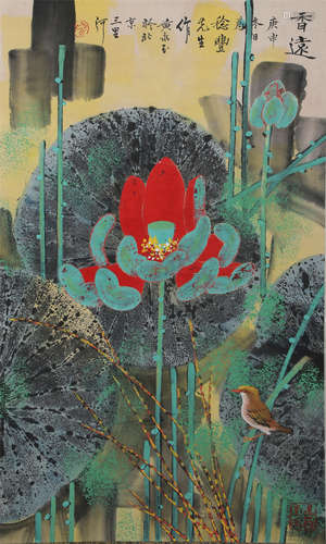 China Huang Yongyu- Flower and Bird Hanging Scroll