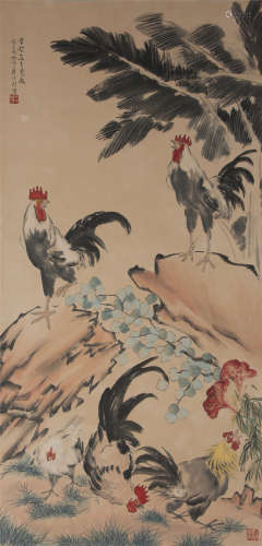 China Xu Beihong- Rooster Figure Vertical axis