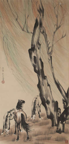 China Xu Beihong- Horse steedsDrawing Hanging Scroll