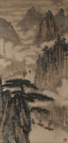 China Xu Beihong- Landscape Hanging Scroll