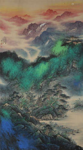 China Zhang Daqian- Splashing Colorful Landscape Hanging Scr...