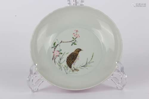 Qing dynasty Daoguang famille-rose floral and bird dish