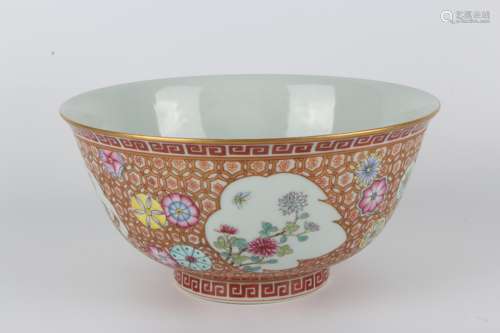 A Qianlong enamelled and gilt-painted leather ball and flowe...